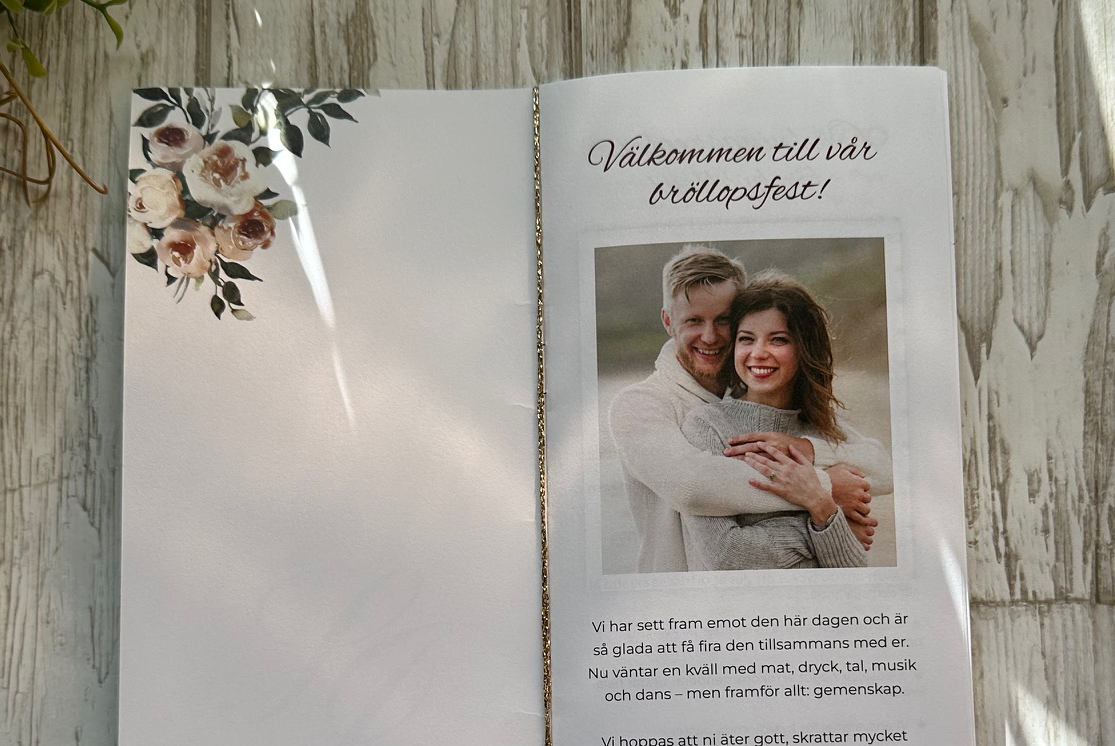 Festprogram - bröllopsparet hälsar all välkomna